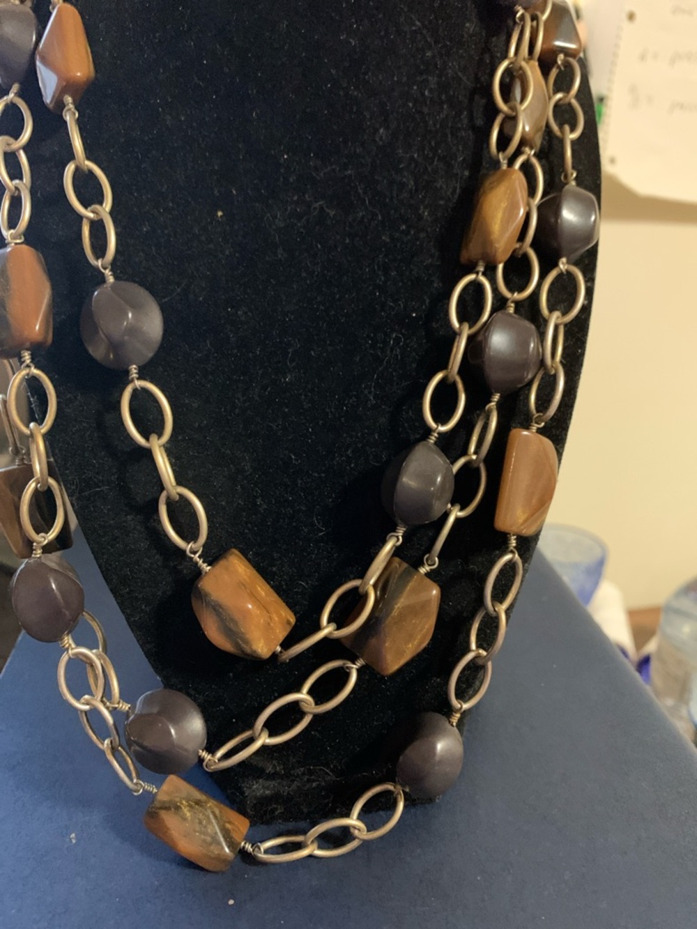 Vintage Women’s Multi-Strand Brown & Gray Beaded Necklace